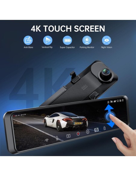 Cámara Dash 4K TUIFAC VT15 con GPS y Pantalla 12"