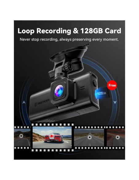 Cámara de Salpicadero REDTIGER 4K Delantera y Trasera GPS
