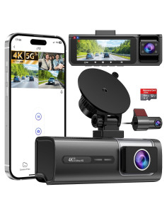 Cámara Dash HunterMax 5G WiFi 4K+1080P, 3 Canales, Plata
