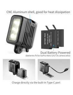 Luz de Buceo SOONSUN 450 Lúmenes IP68 para GoPro y DJI 2