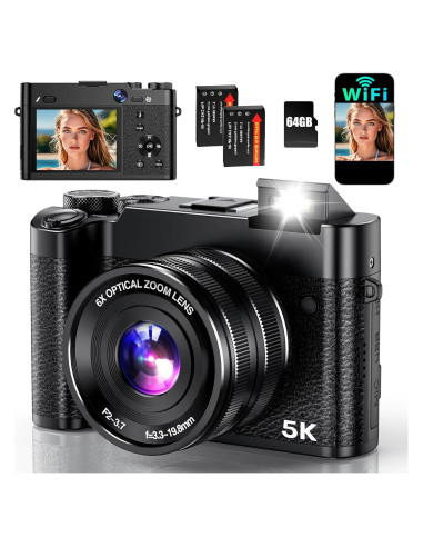 Cámara Digital 5K Aboobu DC205X 64MP Zoom 6X WiFi