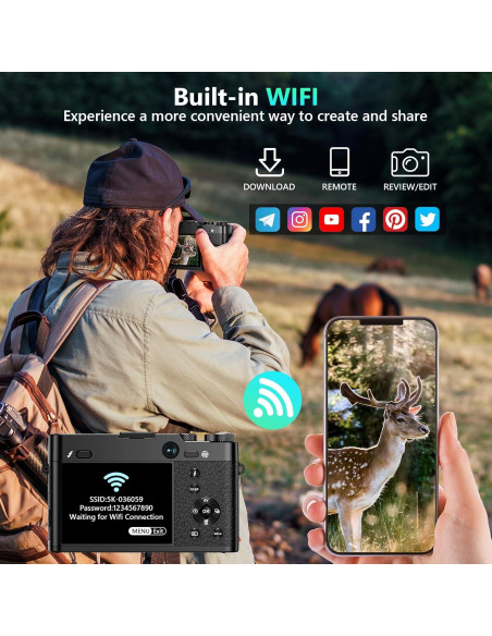 Cámara Digital 5K Aboobu DC205X 64MP Zoom 6X WiFi