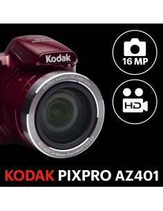 Cámara Digital Kodak AZ401RD 16MP Zoom 40x LCD 3" Roja 2