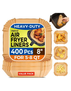 Forros de Papel para Freidora de Aire Vailnd 400 Pcs 20x20 cm