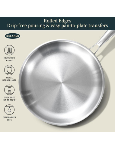 Juego de Sartenes de Acero Inoxidable DELARLO 20/25/30 cm