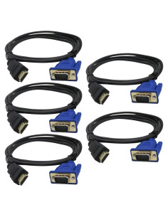 5 Piezas Cable Adaptador HDMI Macho a VGA Macho 1.8m WELURE