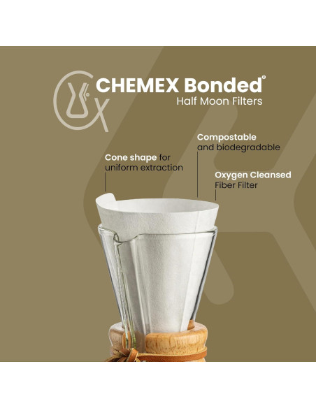 Filtro de Café Chemex Media Luna - 100 Unidades - Papel