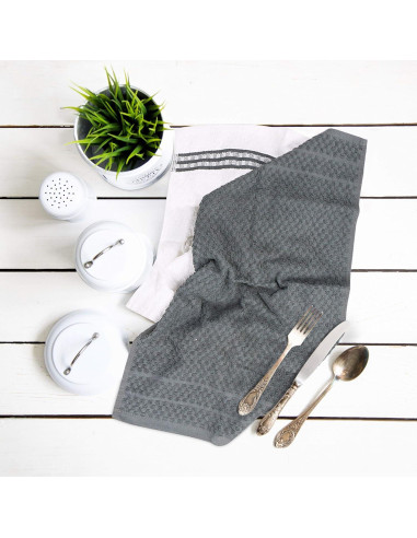 Toallas de Cocina Utopia 12 Unidades Algodón 38x64 cm Gris