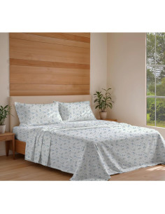 Sábanas de Algodón Orgánico RUVANTI Queen 4 Piezas Vuelo de Mantequilla 2