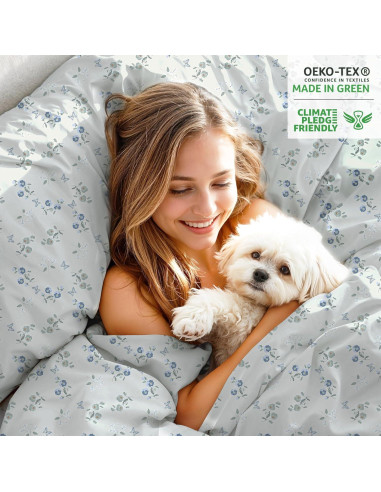 Sábanas de Algodón Orgánico RUVANTI Queen 4 Piezas Vuelo de Mantequilla