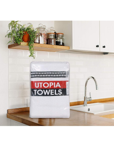 Toallas de Cocina Utopia 12 Unidades Algodón 38x64 cm Gris