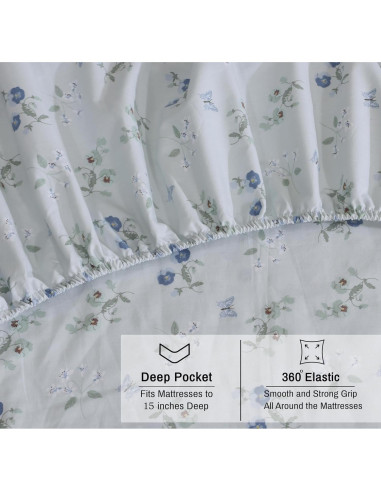 Sábanas de Algodón Orgánico RUVANTI Queen 4 Piezas Vuelo de Mantequilla