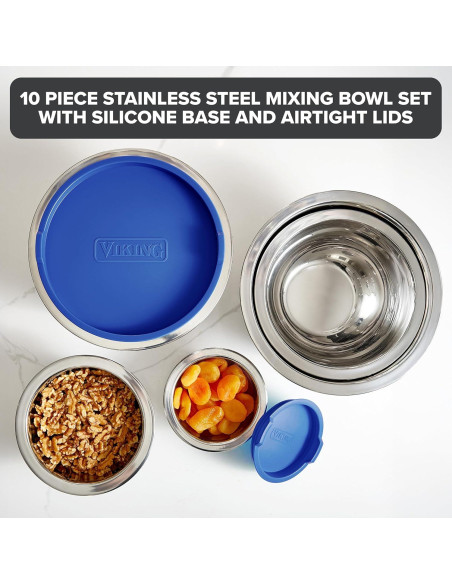 Juego de Cuencos Mezcladores Viking 10 Piezas Acero Inoxidable