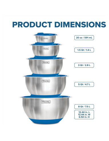 Juego de Cuencos Mezcladores Viking 10 Piezas Acero Inoxidable