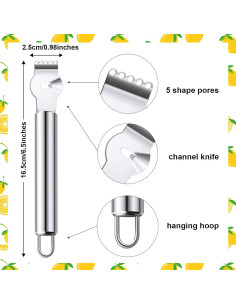 Juego de Peladores de Limón y Cítricos Patelai - Acero Inoxidable 2