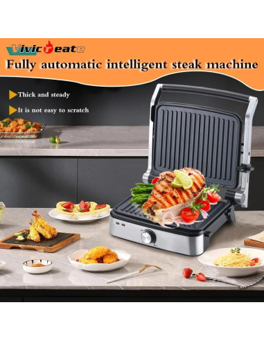 Prensa de Panini Eléctrica Vivicreate 5 en 1 Acero Inoxidable
