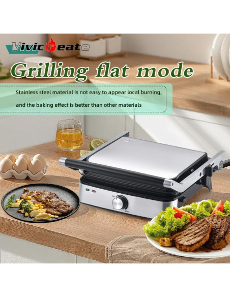 Prensa de Panini Eléctrica Vivicreate 5 en 1 Acero Inoxidable