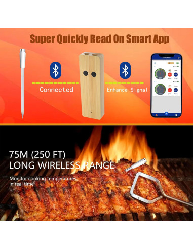 Termómetro de Carne Inalámbrico Bluetooth XiaYchaug 800FT