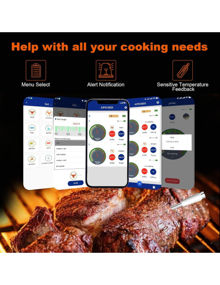 Termómetro de Carne Inalámbrico Bluetooth XiaYchaug 800FT