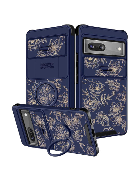 Funda 2 en 1 para Google Pixel 7 Funermei Floral Dorada