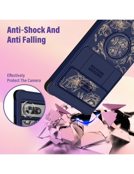 Funda 2 en 1 para Google Pixel 7 Funermei Floral Dorada