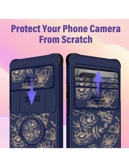 Funda 2 en 1 para Google Pixel 7 Funermei Floral Dorada