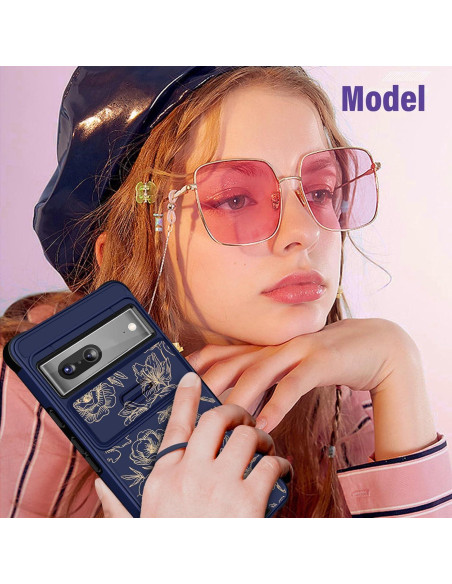 Funda 2 en 1 para Google Pixel 7 Funermei Floral Dorada