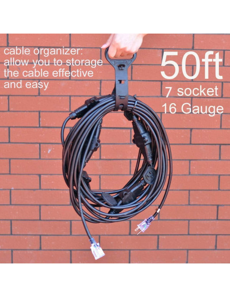 Cable de extensión 7 tomas 15,24m Xuanhua 16 Gauge