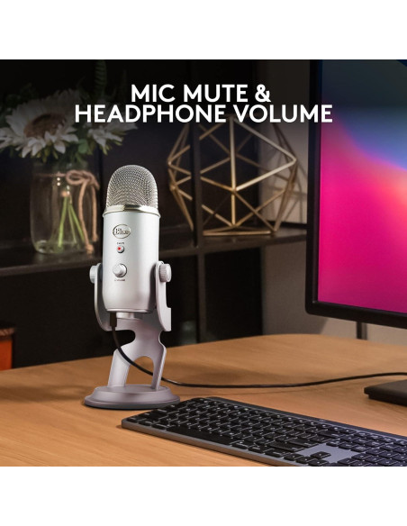 Micrófono USB Logitech Blue Yeti Plata con Funda de Viaje EVA Micrófono USB Logitech Blue Yeti Plata con Funda de Viaje EVA