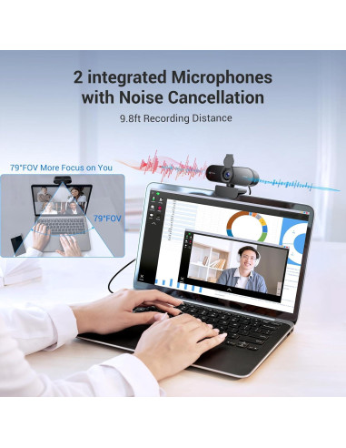 Cámara web 4K Newline NewEye 62 con trípode y micrófonos