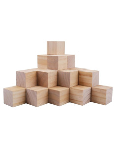 Cubos de Madera sin Terminar Tosnail - Paquete de 30 Piezas 5.08 cm