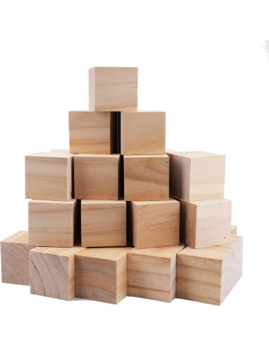 Cubos de Madera sin Terminar Tosnail - Paquete de 30 Piezas 5.08 cm