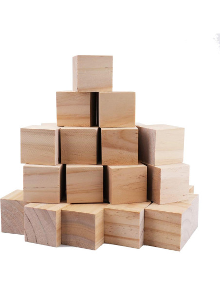 Cubos de Madera sin Terminar Tosnail - Paquete de 30 Piezas 5.08 cm