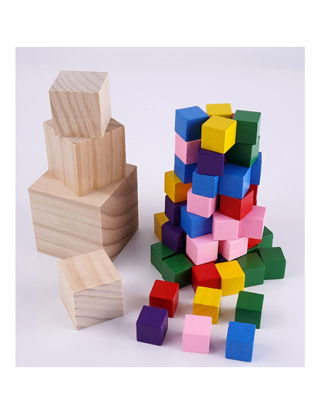 Cubos de Madera sin Terminar Tosnail - Paquete de 30 Piezas 5.08 cm