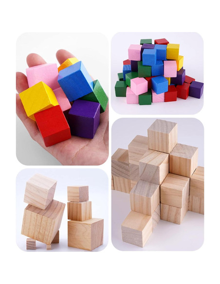 Cubos de Madera sin Terminar Tosnail - Paquete de 30 Piezas 5.08 cm