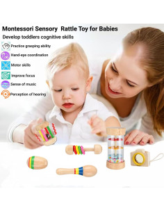 Juguete Sensorial de Madera Zilynhom para Bebés - 6 Piezas 2