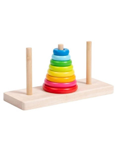 Torres de Hanoi de Madera EduLand Montessori 8 Anillos Juguete Educativo