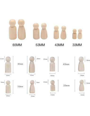 60 Piezas Muñecos de Madera sin Terminar William Craft