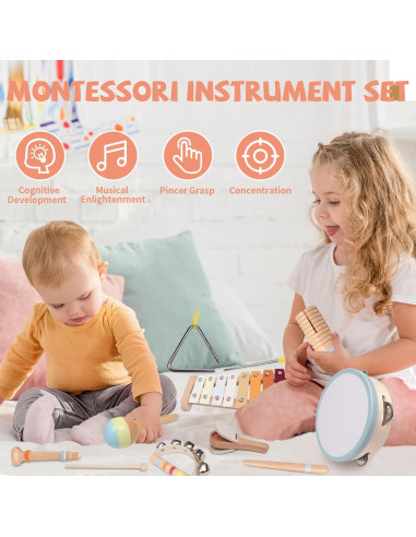Juego de Instrumentos Musicales YHHYTOY 8 Piezas para Bebés