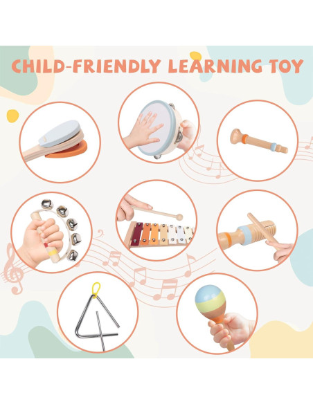 Juego de Instrumentos Musicales YHHYTOY 8 Piezas para Bebés