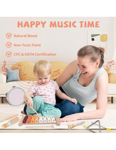 Juego de Instrumentos Musicales YHHYTOY 8 Piezas para Bebés