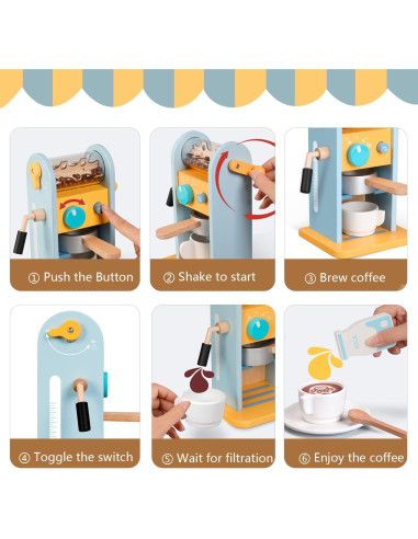 Juego de Cafetera de Madera ICEKO con Molinillo - 11 Piezas