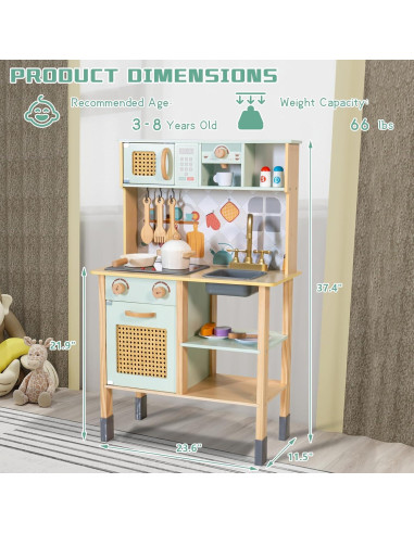 Cocina de Jugar Garsing Verde para Niños 3+ con Sonidos