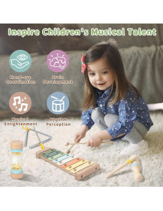 Juego de Instrumentos Musicales de Madera Yunhe - 8 en 1 2