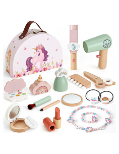 Juego de Maquillaje de Madera Toyssa Unicornio 20x15cm