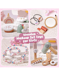 Juego de Maquillaje de Madera Toyssa Unicornio 20x15cm 2