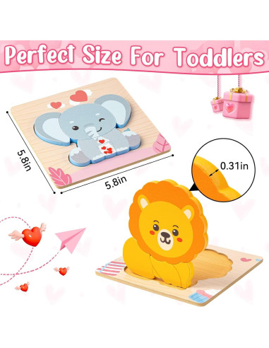 Rompecabezas de Madera LACCHOUFEE para Niños 1-3 Años - 4 Animales