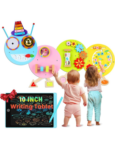 Conjunto Sensorial Muiofang: Panel Montessori + Lámpara Medusas