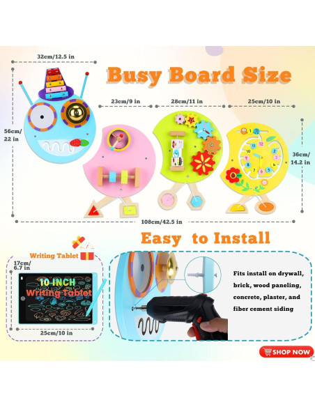 Conjunto Sensorial Muiofang: Panel Montessori + Lámpara Medusas