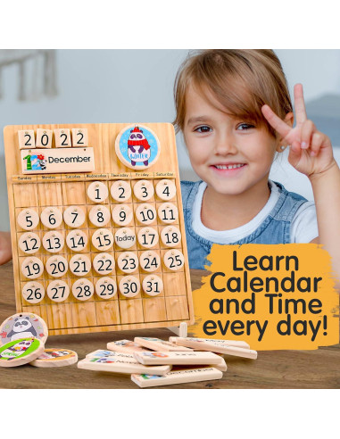 Conjunto de Juguetes Montessori Panda Brothers - Tablero y Calendario de Madera